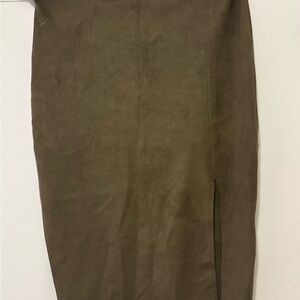 Missguided Olive Suede Pencil Skirt Size 10